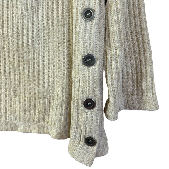 Soft Surroundings Asymptomatic Button Hooded Sweater Cream Color Women’s Small - Picture 3 of 11